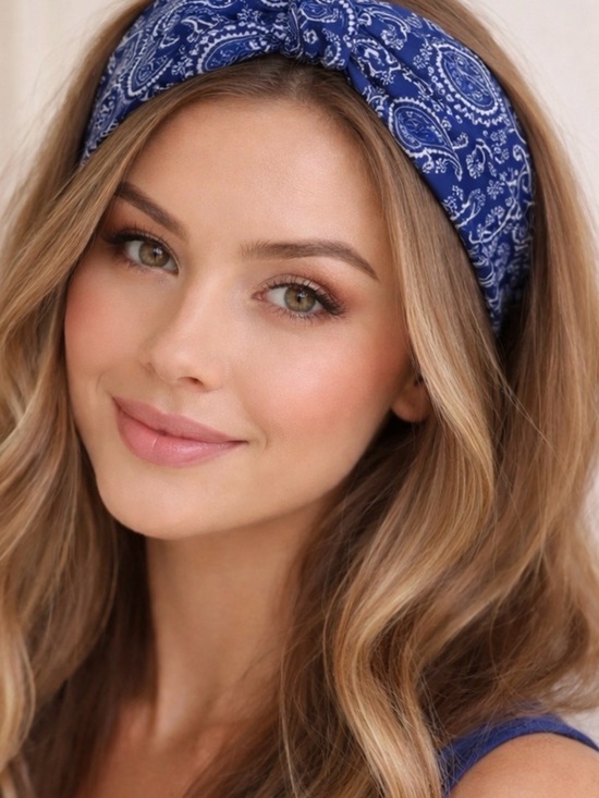 Accessories - Blue Paisley Twist Headband - Women Accessories